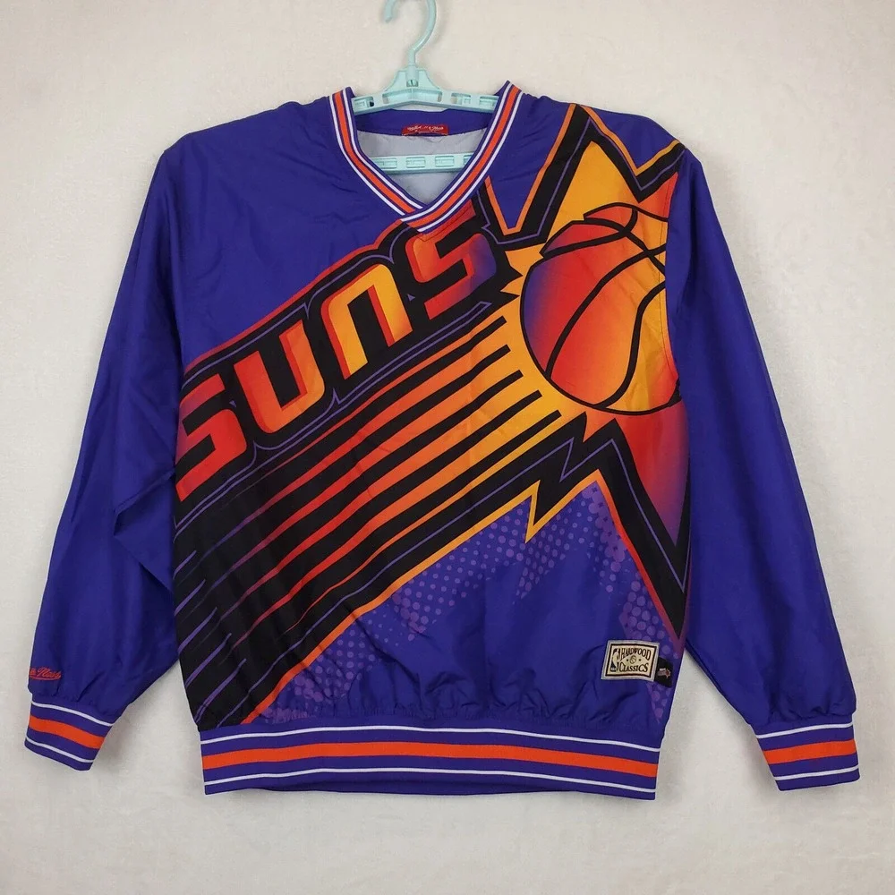 Phoenix Suns Mitchell‎ & Ness NBA Medium Womens Pullover Jacket Purple New - Picture 2 of 7